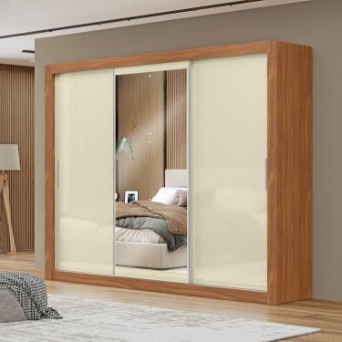 Imagem de Guarda-roupa Viena Espelho Central Yescasa Cinamomo-off White