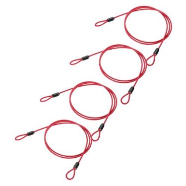 Imagem de PATIKIL Cabo de aço inoxidável revestido de vinil de 5/81.3 cm de diâmetro com laços, 4 peças de corda de fio flexível de 1,2 m (119,4 cm) Cadeado de corrente de segurança para iluminação de palco ao