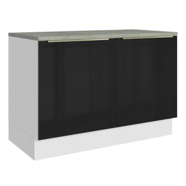 Imagem de Balcão De Pia 120Cm 2PTSBranco/Preto Lux Madesa Branco/Preto