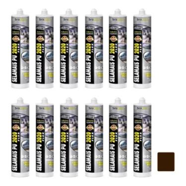 Imagem de 12 Cola Selante Adesivo Silicone Pu Poliuretano Marrom Bronze - SELAMA