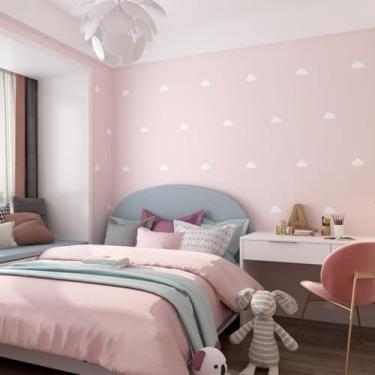 Imagem de Material não tecido céu azul e nuvens brancas papel de parede sala de estar quarto quarto infantil papel de parede rosa