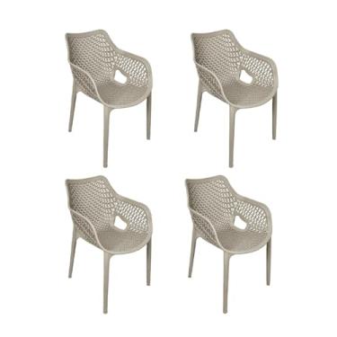 Imagem de Kit com 4 Cadeiras Poltrona Suits Cor Nude Com Braço Jantar Área Externa Moderna Escritório