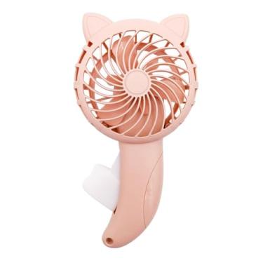 Imagem de FTVOGUE Fã Fofo de Desenho Animado Handheld Press Fan No Manual de Bateria Small Cooling Film Com Cartoon Cat Ear para Viajar Atividades Ao Ar Livre (Róseo)