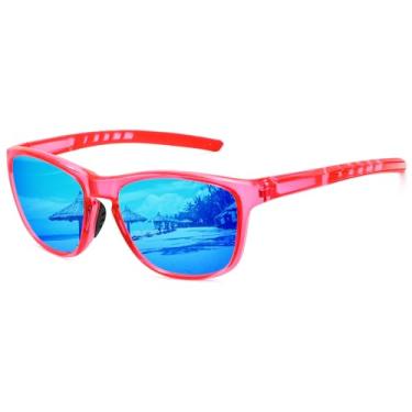 Imagem de MEETSUN Óculos de sol esportivos polarizados para mulheres, homens, dirigir, correr, ciclismo, pesca, proteção UV400, Armação rosa roxa - lente espelhada azul gelo, standard