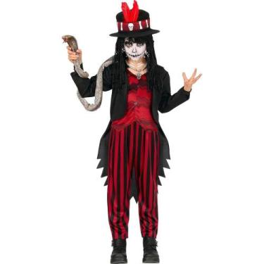 Imagem de Fantasia Infantil pra Menino de Halloween Roupa Feiticeiro Vudu Papa L