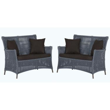 Imagem de 2 Sofás área Externa Igapó Alumínio Marrom Corda Náutica E9 Prata