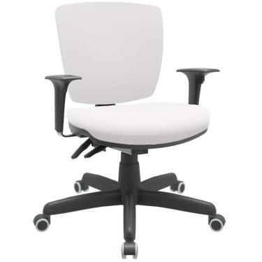 Imagem de Cadeira De Escritório Executiva Office Base Giratória Preto Baixa Flexi P03 Vinil Branco - Lyam