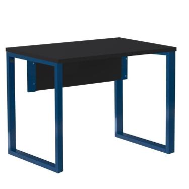 Imagem de Mesa Escritório P25 Tub Pandin 90 Cm (larg) Tampo Mdp Preto Pé Aço Tubular Azul Del Rey