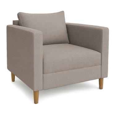 Imagem de Poltrona Decorativa Helena Linho Pés Madeira Capuccino