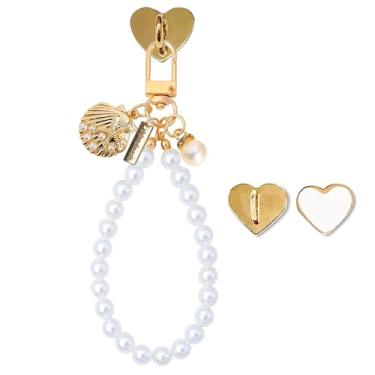 Imagem de YGQZYYQ Corrente de berloques Kindle Shell de pérola para mulheres amantes de livros, chaveiro com pingente de pérola, pulseiras Kindle, acessórios, pingentes, presentes para leitores de livros