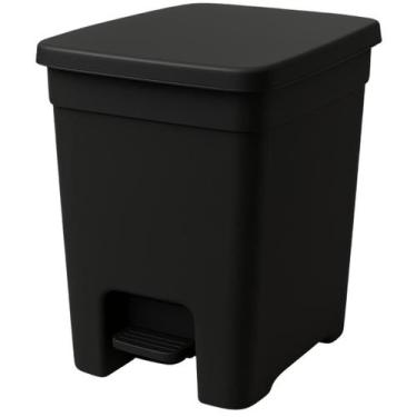 Imagem de Lixeira De Plástico C/ Tampa Pedal 7 Litros Preta Banheiro - Util