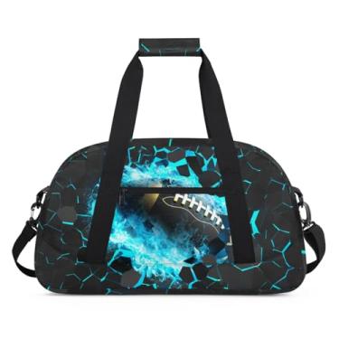 Imagem de Bolsa esportiva infantil para meninos – bolsa esportiva para academia, bolsa de transporte de fim de semana para viagem, escola, treino, treino, Futebol americano azul, 18.9 x 8.7 x 10.6