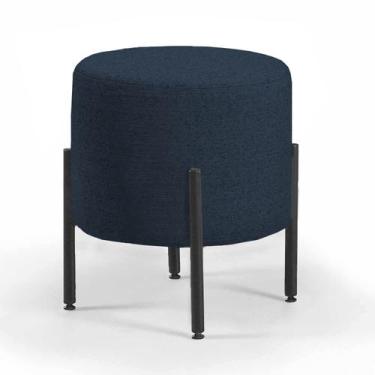 Imagem de Pufe Estilo Industrial Redondo Liverpool - Due Decor, Linho Blue Jeans