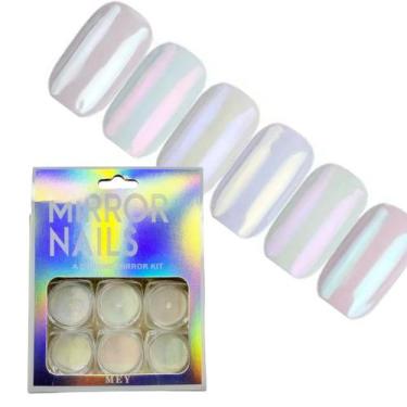 Imagem de Kit 6 Pó Asa de Borboleta Branco Holográfico + Pincel - Aqui tem Guria
