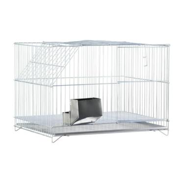 Imagem de Gaiola para Coelho com Comedouro Inox e Bandeja Removível, cercado para coelhos com teto ou fundo, gaiola porquinho da india, gaiola de tratamento para gatos e pequenos pets