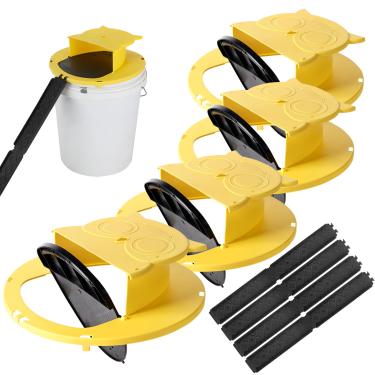 Imagem de Pacote com 4 baldes de rato, ratoeira de 14 litros, ratoeiras internas para casa, ferramenta reutilizável de captura de mouse, estilo coruja, armadilhas de rato com tampa de balde para ambientes