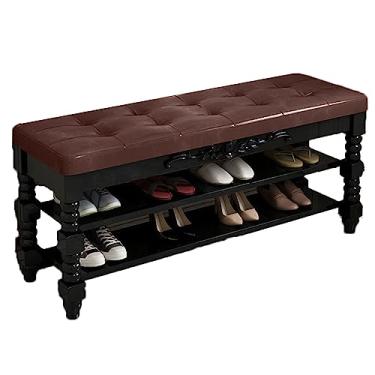 Imagem de Banco de entrada para sapatos com almofada, armário de armazenamento e rack, organizador de sapatos elegante para sala de estar, móveis de entrada, banco de 60 cm com solução de armazenamento de