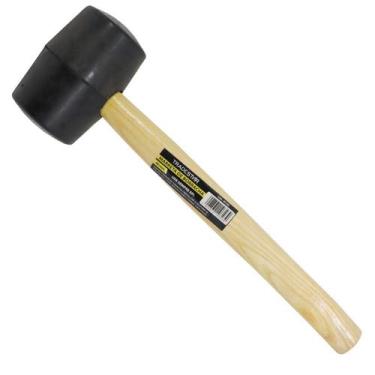 Imagem de Martelo De Borracha Preta 60Mm 520G Cabo Madeira Tradestar