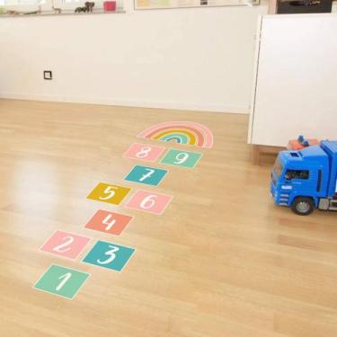 Imagem de Adesivo Destacável para Chão Infantil Amarelinha Arco-Íris Baby - TaCo