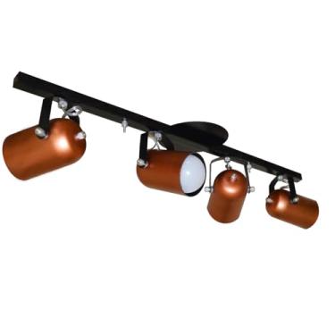 Imagem de Spot No Trilho Para 04 Lampadas - Ideal para Sala, Cozinha, Quarto (Preto com Cobre)