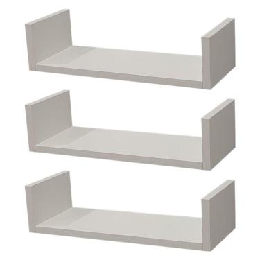 Imagem de Kit 3 Prateleiras U 60 x 20cm Branca Suporte Invisível