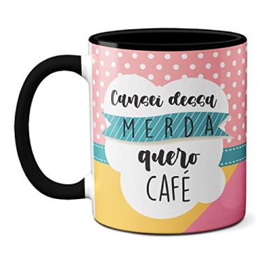 Imagem de Caneca Divertida Lhama Fofa Cansei Dessa Merda Quero Café (Preta)