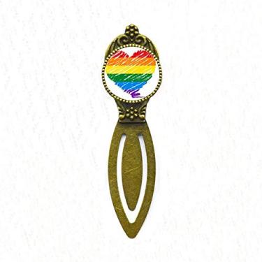 Imagem de Marcador de página retrô com etiqueta de escritório LGBT coração lésbica arco-íris gay