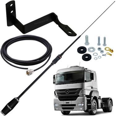 Imagem de Antena Px Bobinada Black Argentina 1,63m Cabo 5,5m Suporte Dianteiro Carona Mb Axor