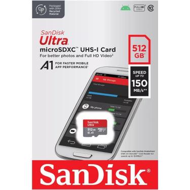 Imagem de Cartão Micro SD 512GB Sandisk Ultra, Classe 10, SDSQUAC-512G-GN6MA