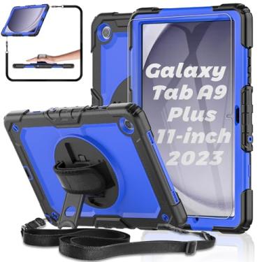 Imagem de Capa para tablet Samsung Galaxy Tab A9+ Plus 11 polegadas 2023 com protetor de tela de vidro temperado, [à prova de crianças], capa protetora BASE MALL completa, suporte giratório/alça de ombro e