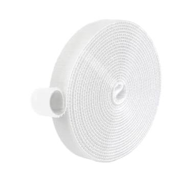 Imagem de Organizador De Fios Fixação Extrema Rolo prendendo laços de cabo reutilizáveis, premium gravatas de cabo ajustáveis de 5 metros 10mm de largura (Branco)