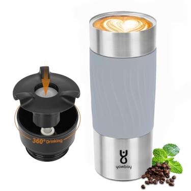 Imagem de Yawbay Caneca de Viagem à Prova de Derramamento, 500 ml, Aço Inoxidável, Mantém Bebidas Frias ou Quentes, 360°