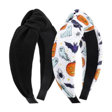 Imagem de Lanmerry Halloween Headbands for Women Pumpkin Ghost Hairbands Skull Knotted Headband Non Slip Hair Accessories Headband Black Ghost