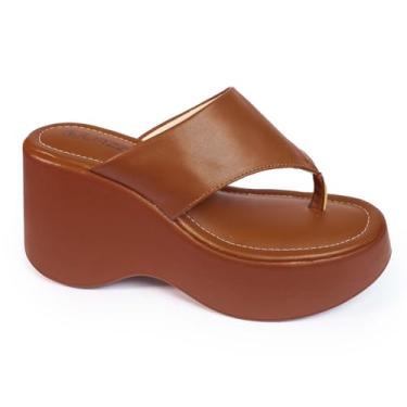 Imagem de Tamanco Feminino Salto Anabela Plataforma Alto Confortável (Caramelo, BR, Adulto, Numérico, 34)