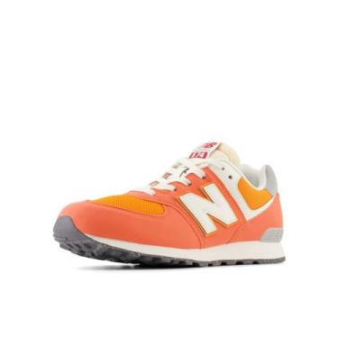 Imagem de New Balance Tênis infantil unissex 574 V1 70s Racing com cadarço, Golfo vermelho/branco, 4.5 Big Kid