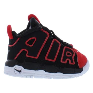 Imagem de Tênis infantil Nike Air More Uptempo – Fantasma, branco, areia, minério de ferro leve, Preto/vermelho, 22