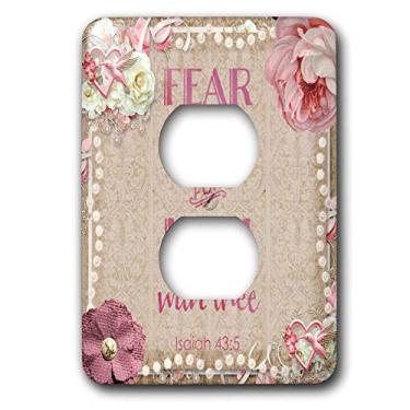 Imagem de 3dRose Capa para interruptor de luz lsp_325632_6, ilustração nostálgica com o salmo da Bíblia Fear Not For I Am With Thee