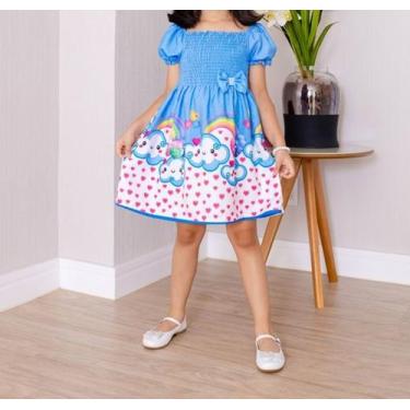 Imagem de Vestido Ciganinha Manguinha Bufante Chuva de Bênçãos - Utchuk Kids, Az