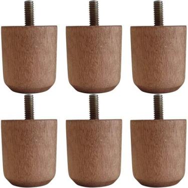 Imagem de Kit 6 Pés para Cama de Madeira Baixo 5cm Cor Mel para Box Solteiro Cas
