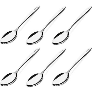 Imagem de Conjunto 6 Colheres para Servir Arroz Molhos 24,5cm Aço Inox Restauran