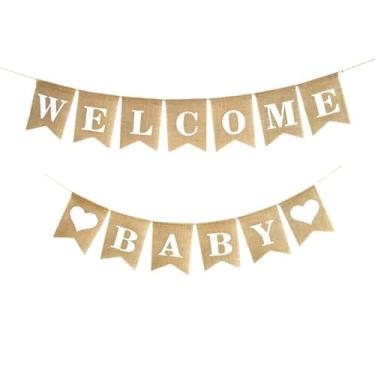 Imagem de SWEETYQ He or She What Will It Bee Banner Gender Reveal Party, Baby Shower Party Bunting Supplies, Banner Boy or Girl (linho-welcome baby)