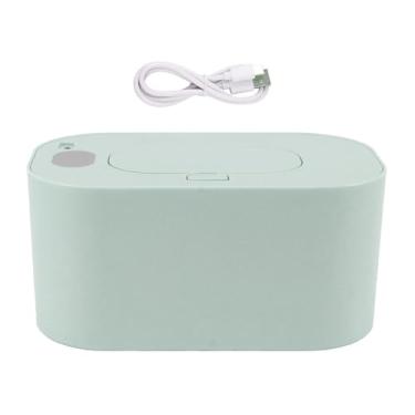 Imagem de Aquecedor de lenços umedecidos para bebês de 7,9 x 4,7 x 3,9 polegadas e dispensador de lenços umedecidos para bebês, aquecedor de lenços umedecidos ABS para bebês, temperatura (Verde)