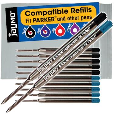 Imagem de Pacote com 6 refis Parker Ballpoint compatíveis, Black 6 Blue 6 Parker 12, Parker Pen