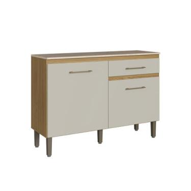 Imagem de Balcão de Cozinha 120 Cm 2 Portas 1 Gaveta Co4221 Ipê/Cristalo/Petra -