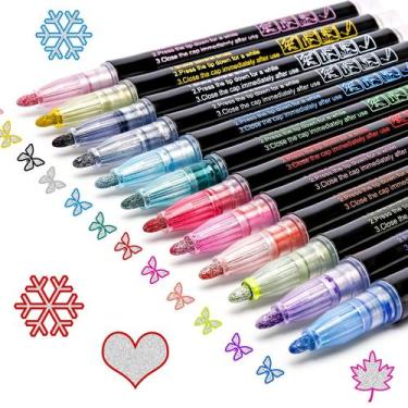 Imagem de Canetas Glitter ZUBOND - Pacote com 12 Marcadores para Desenho e Conto
