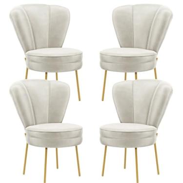 Imagem de Kit 4 Cadeiras Decor Para Camarim Tecido Veludo Ergonômica Resistente Pés de Ferro MOBLAN decor (Bege)