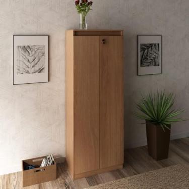 Imagem de Armário Multiuso 2 Portas 4 Prateleiras com Chave ME4151 Amêndoa Tecnomobili