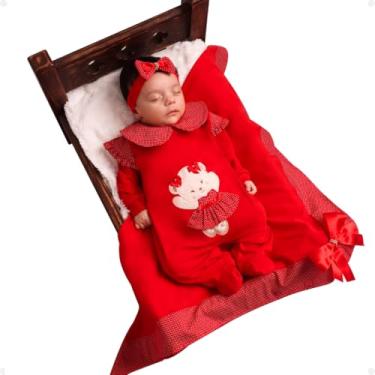 Imagem de Saída Maternidade Vermelha Feminina Poá Vermelha Charmosa