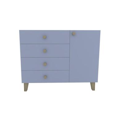 Imagem de Cômoda 4 Gavetas 1 Porta 112x91x47 Azul Sereno - Mdf Arauco