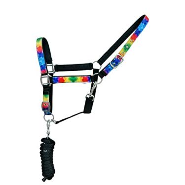 Imagem de CHALLENGER Cavalo Cavalo Nylon Tie-Dye Impresso Neoprene Confortável Ajustável Cabresto Chumbo 606194